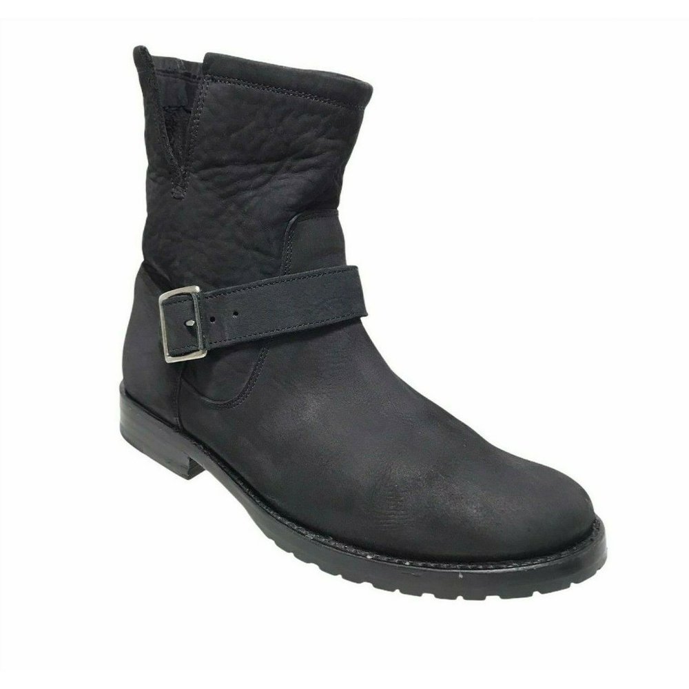 FRYE Black Nubuck Natalie Short Engineer Boots